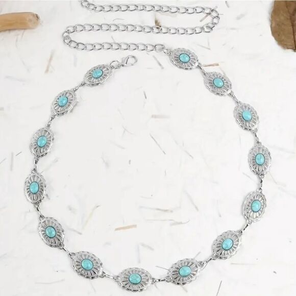 Vintage Style Silver Small Concho Chain Belt main image 10